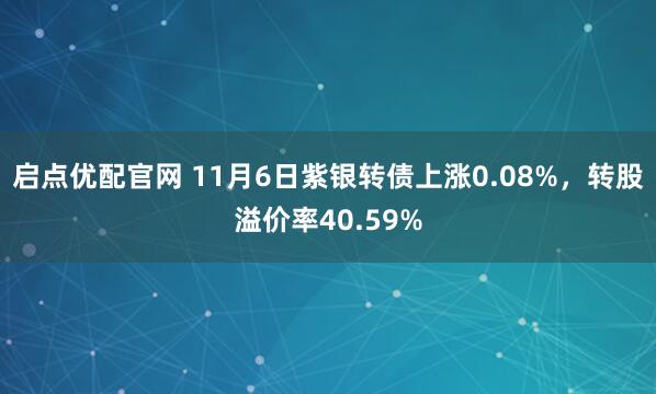 启点优配官网 11月6日紫银转债上涨0.08%，转股溢价率40.59%